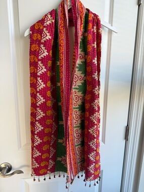 NWT Sevya Handmade Cotton Kantha Scarf Bohemian Boho Colorful Patchwork Style